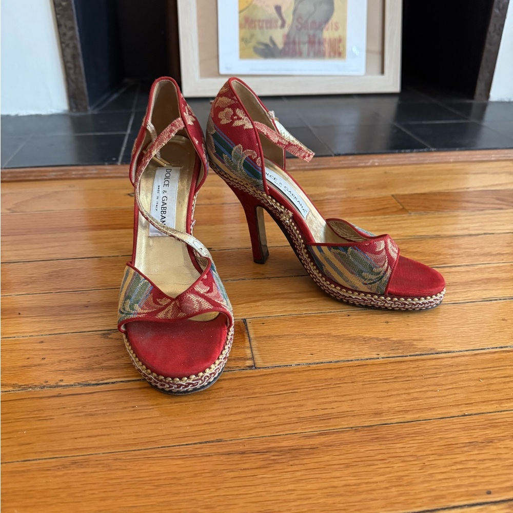 Dolce & Gabbana Red Floral Women's Heels